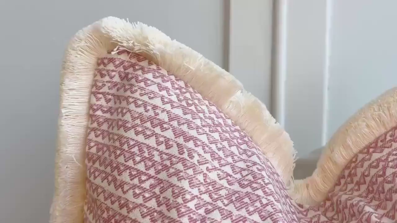 Cushions Made In Fermoie Mendip Pink Neutral Cotton Cushion Pillow Throw Cover Brush Fringe