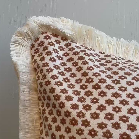 Cushions Made In Fermoie Marden Luxury Designer Decorative Brown Cream Cotton Cushion Pillow Throw Cover Brush Fringe
