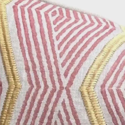 Jane Churchill Zhiri Embroidered Zig Zag Coral Gold Contemporary Cushion Cover