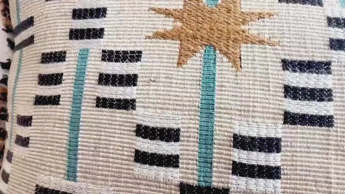 Sister Ashby Pillow Cover Afua in Walnut Colourway Starburst Blue Tan Olive Ivory Pillow Cushion Cover