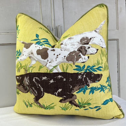 Schumacher Luxury Designer Pointers Yellow  Decorative Cushion Pillow Throw Cover