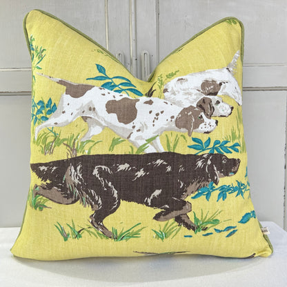 Schumacher Luxury Designer Pointers Yellow  Decorative Cushion Pillow Throw Cover