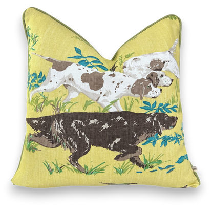 Schumacher Luxury Designer Pointers Yellow  Decorative Cushion Pillow Throw Cover