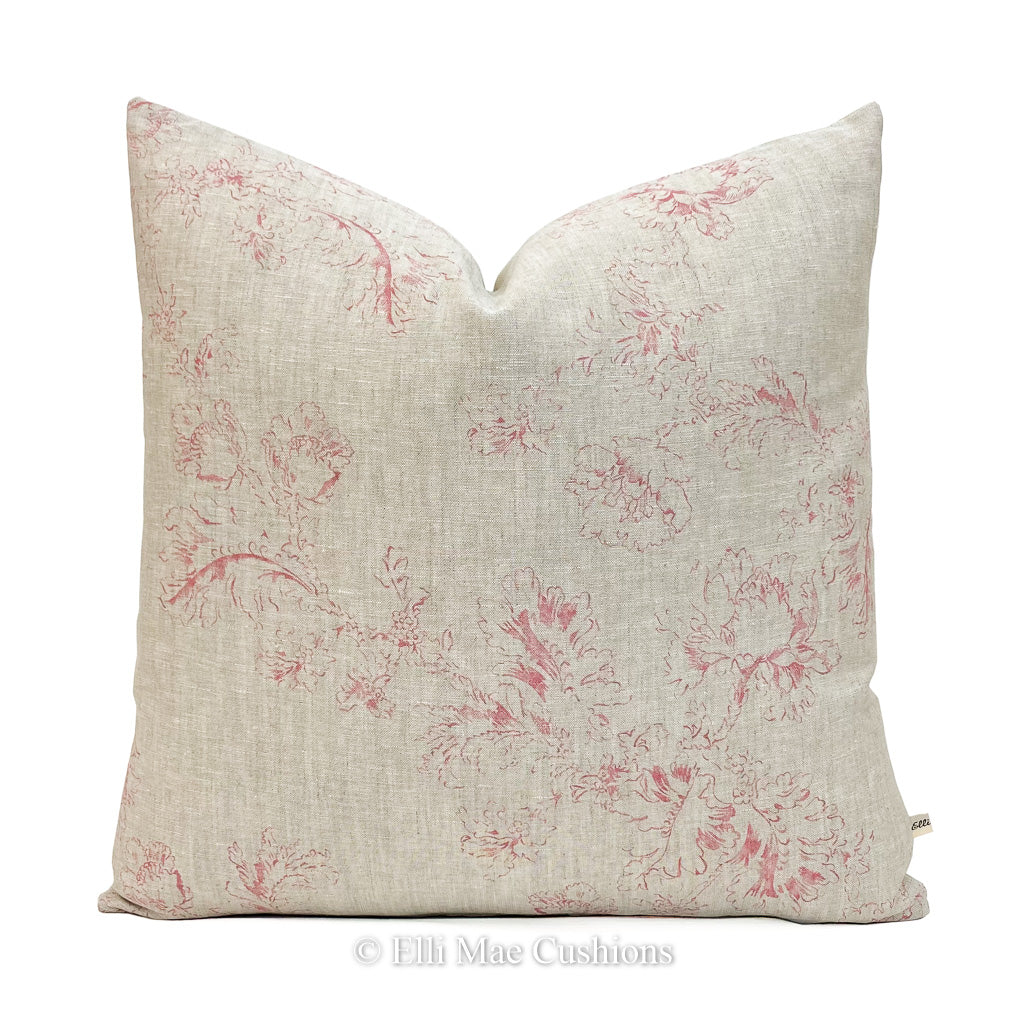 Cabbages and Roses Natural Meggernie Designer Raspberry Shabby Chic Cushion Cover