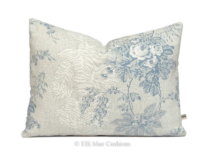Cabbages and Roses Charlotte Blue Luxury Linen Shabby Chic Cushion Pillow Cover