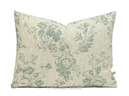 Cabbages and Roses Luxury Vintage Paris Rose Teal Sofa Cushion Pillow Cover