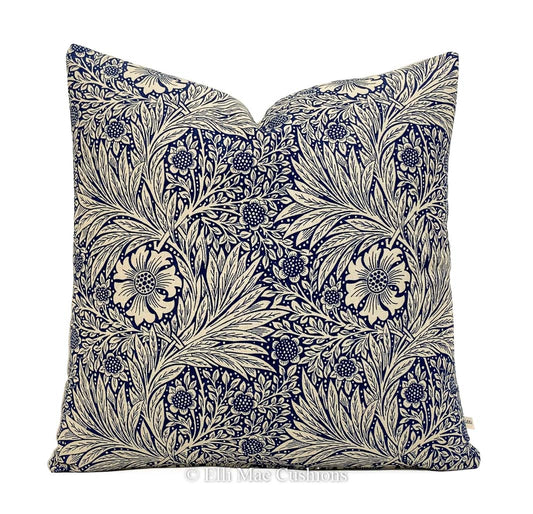 William Morris Luxury Vintage Marigold Blue Cushion Cover
