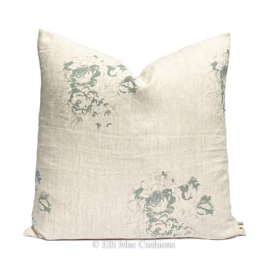 Cabbages and Roses Natural hatley Teal Cushion