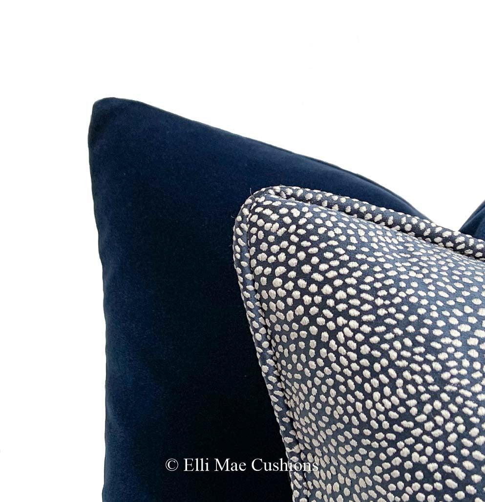 Designers Guild Luxury Cassia Plain Blue Velvet Cushion Pillow Throw Cover