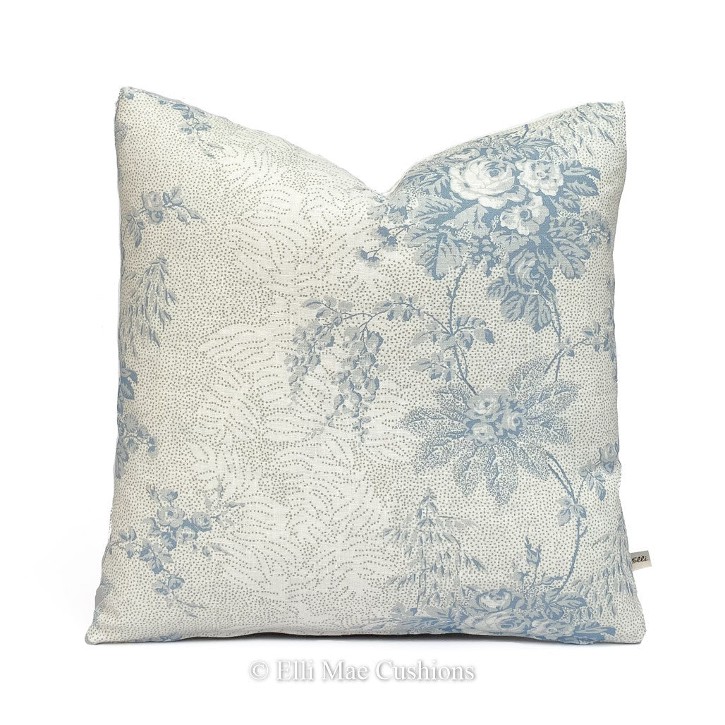 Cabbages and Roses Blue Charlotte Cushion