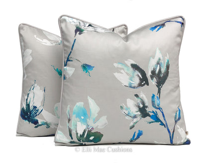 Luxury Designer Romo Saphira Contemporary Grey Blue Cushion Cover