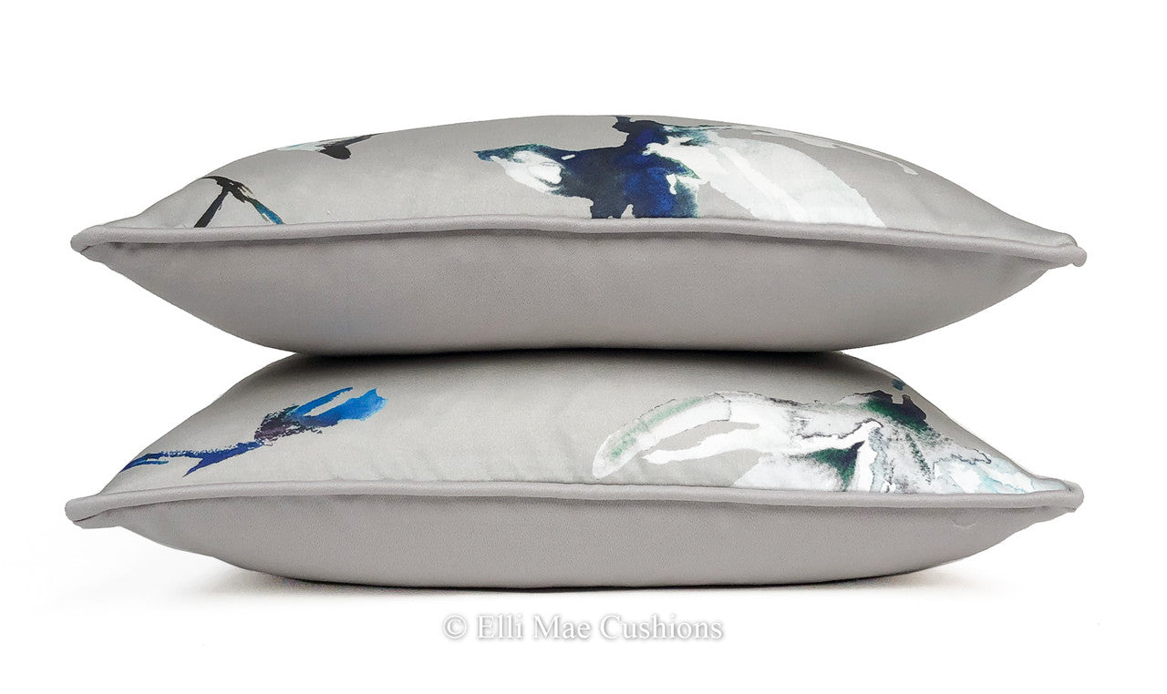Luxury Designer Romo Saphira Contemporary Grey Blue Cushion Cover