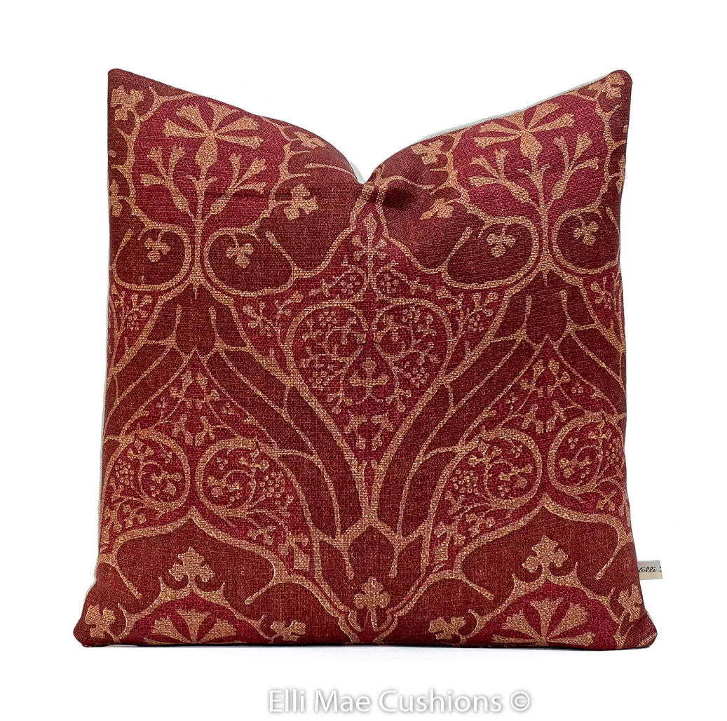 William Morris Voysey Red Vintage Cushion Pillow Cover