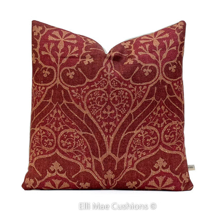 William Morris Voysey Red Vintage Cushion Pillow Cover