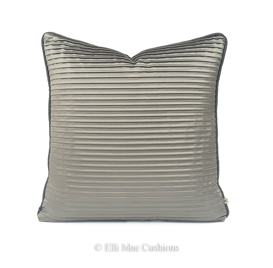 Andrew Martin Luxury Designer  Contemporary Grey Pleated Cushion Pillow Throw Cover