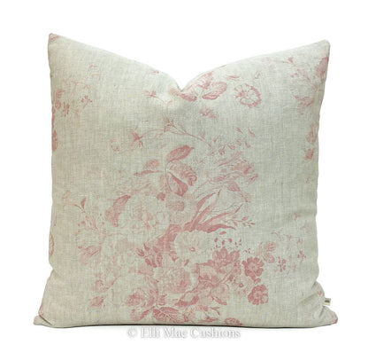 Cabbages and Roses Constance Designer  Linen Pink Shabby Chic Cushion Pillow Cover