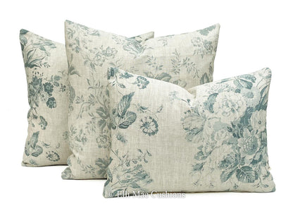 Cabbages and Roses Luxury Vintage Constance Teal Sofa Cushion Pillow Cover