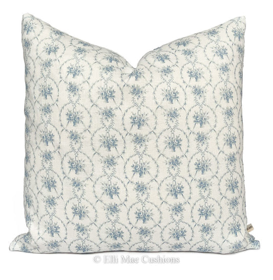 Cabbages and Roses Julia Blue Floral Cushion Pillow Cover