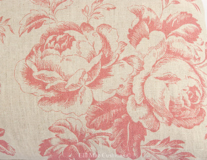Cabbages and Roses Paris Rose Designer Raspberry Linen Cushion Pillow Cover