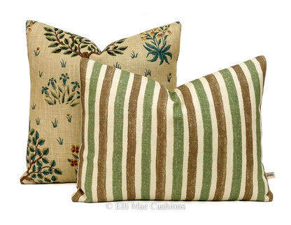 William Morris Designer Fabric Cushion Cover "Orchard" Mulberry/Olive Pillow