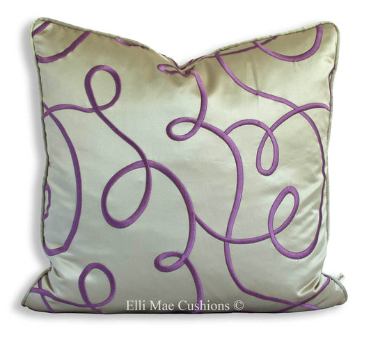 Luxury Satin Lilac Scroll 20" Cushion Cover
