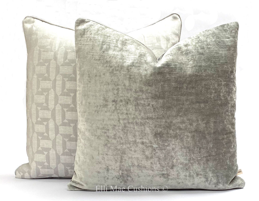 Luxury Designer Contemporary Geometric Grey Linen Cushion Pillow Cover