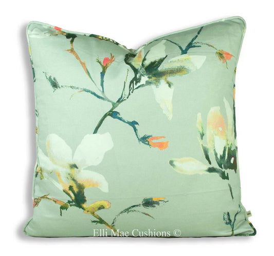 Romo Saphira Luxury Design Floral Peach Grey Cushion Cover