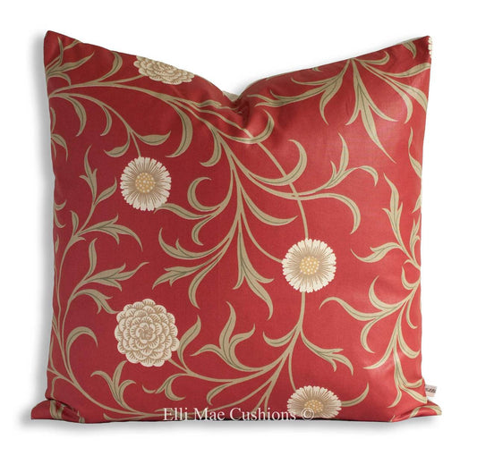 William Morris Scroll Red Cushion Pillow Cover